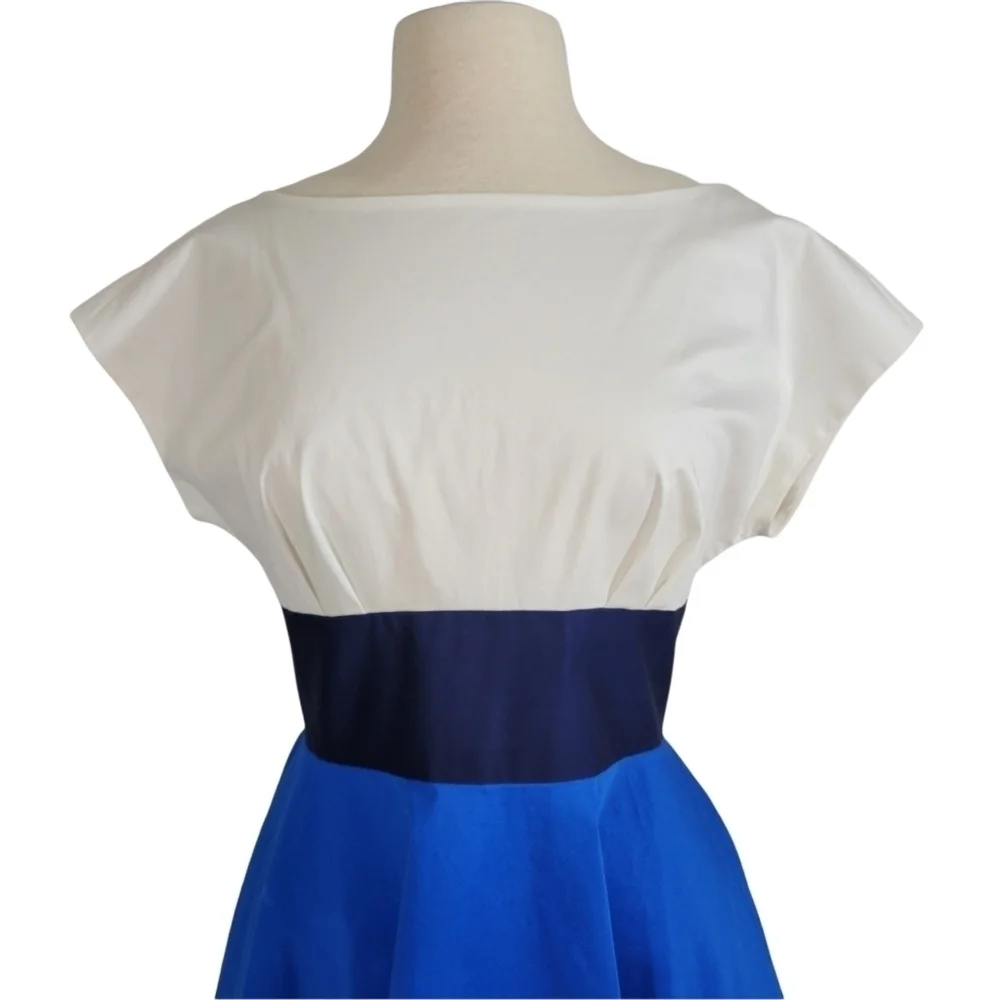 Kate Spade Fiorella Blue & White Colorblock Cupcake Dress